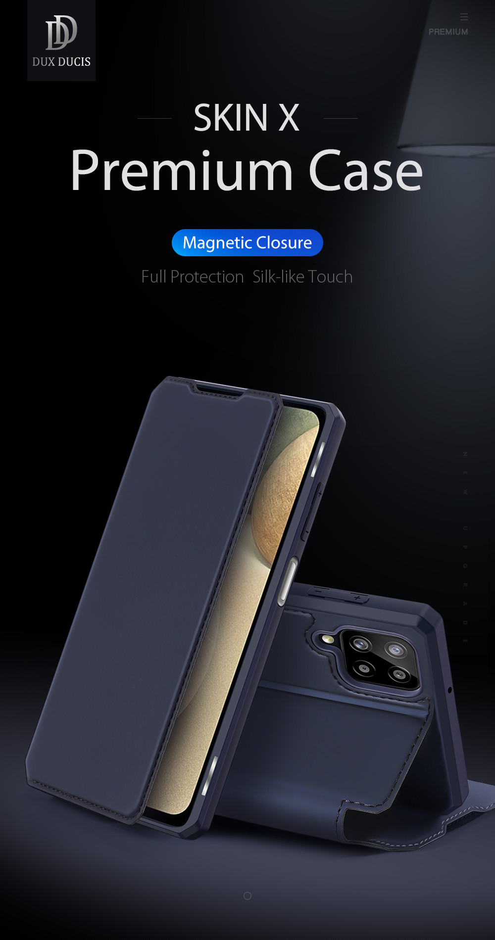 DUX DUCIS Hülle für Samsung Galaxy A40 Kartenfach Magnetverschluss Standfunktion für Samsung Galaxy A40 Leder Flip Handyhülle Schutzhülle Tasche Case mit Blau
