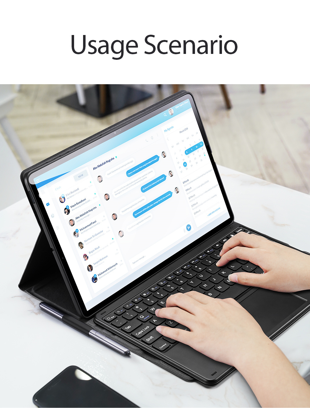 Bluetooth wireless keyboard for Galaxy Tab S7+ and S8+