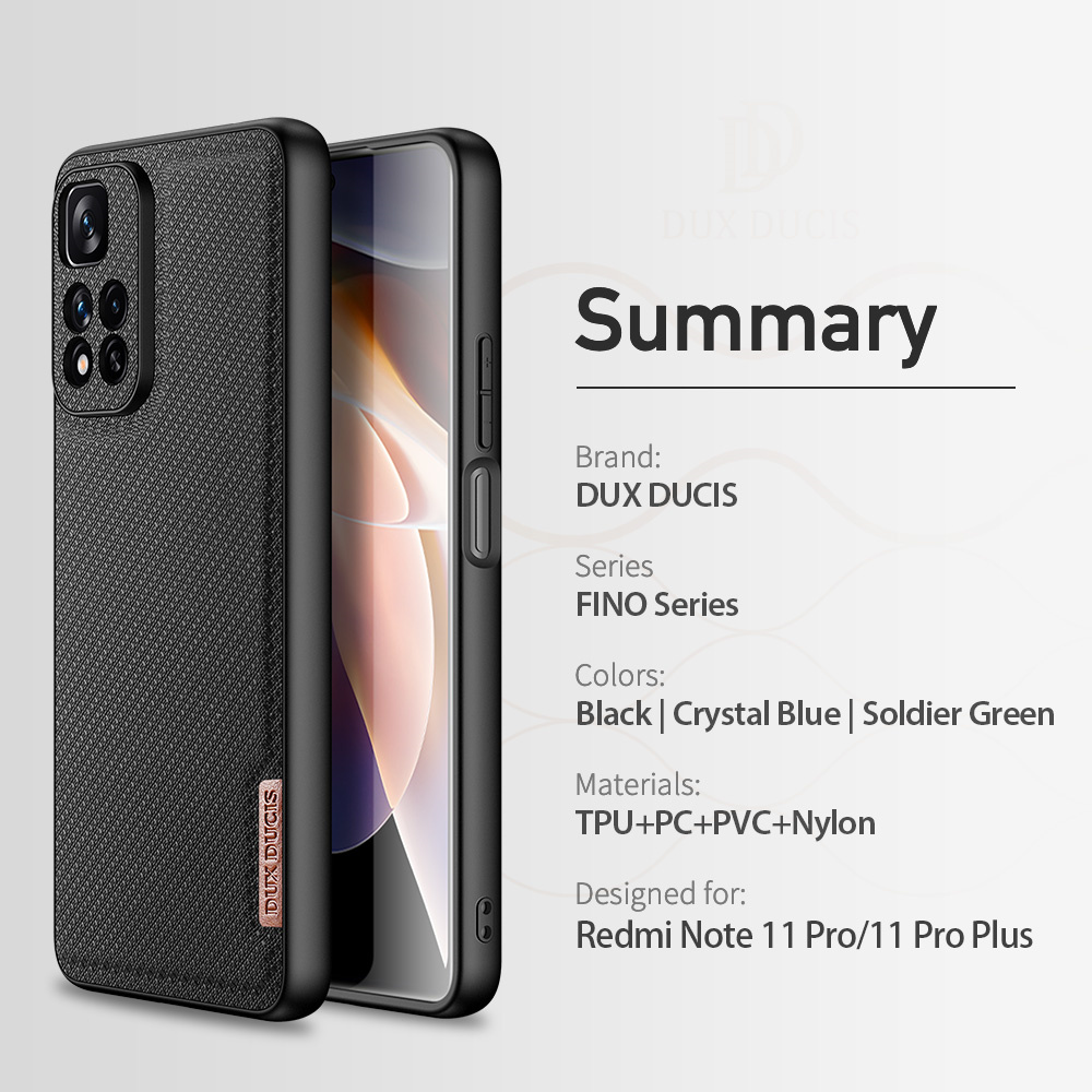 Dux Ducis Funda Fino cubierta de nylon Xiaomi Redmi Note 11 Pro+ 5G (China)  / 11 Pro 5G (China) / Mi11i HyperCharge / Poco X4 NFC 5G negro - ✓