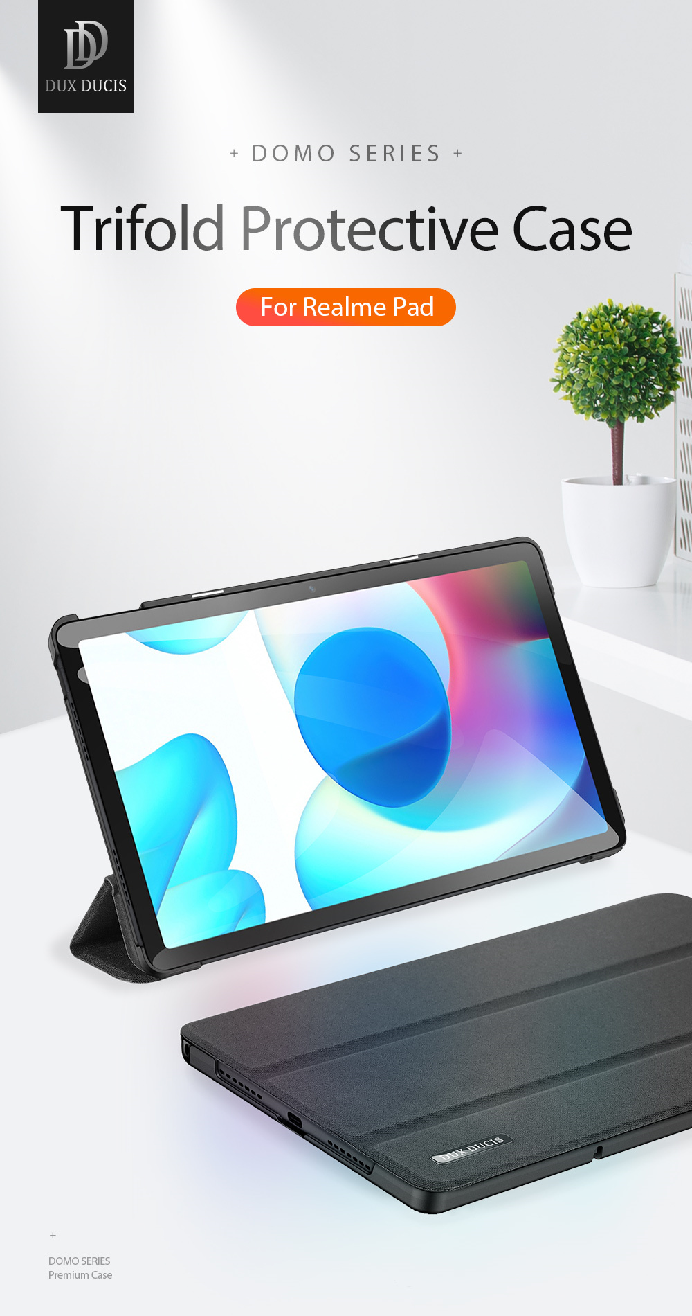 Ultra Slim Cover Schutzhülle mit Standfunktion Dreifach Smart Cover mit Stativ für RealmePad 10,4 DUX DUCIS Hülle für RealmePad 10.4 Zoll 2021 Blau 