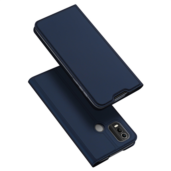COOKD Cover In Pelle Per Nokia C21 Plus (C21+) - Custodia Magnetica Con Portafoglio E Supporto, Azzurro