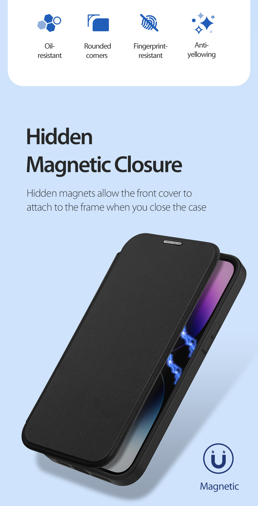 Apple iPhone 14 Plus 6.7' Dux Ducis Skin X Magnetic Book Case Cover, Purple