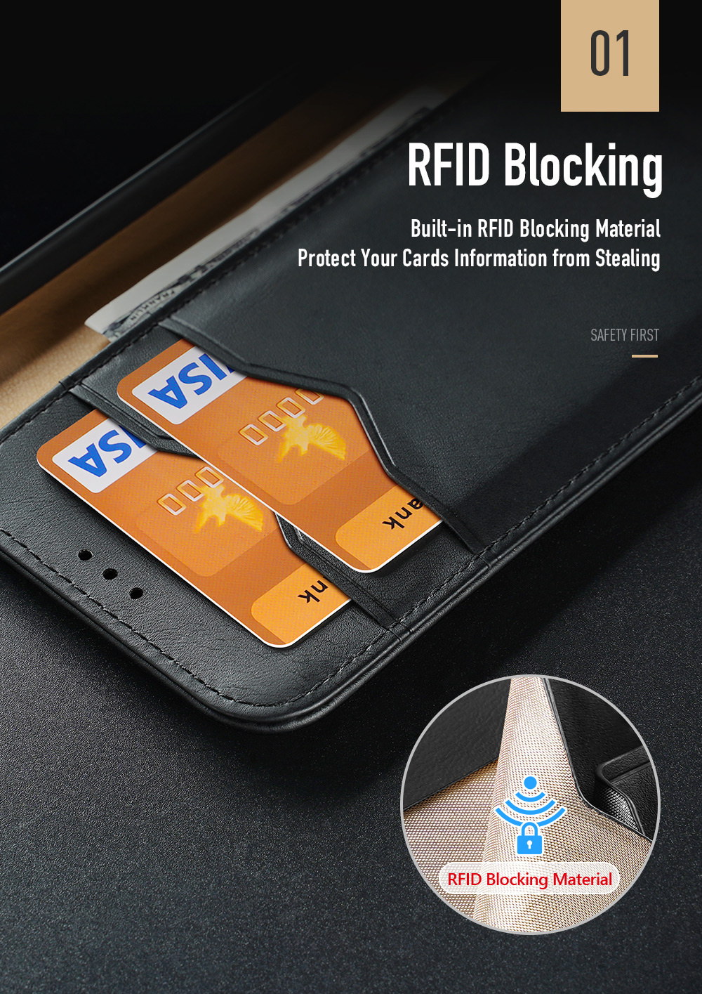 Hivo Series Leather Wallet Case for Samsung Galaxy S23 Ultra_Phone