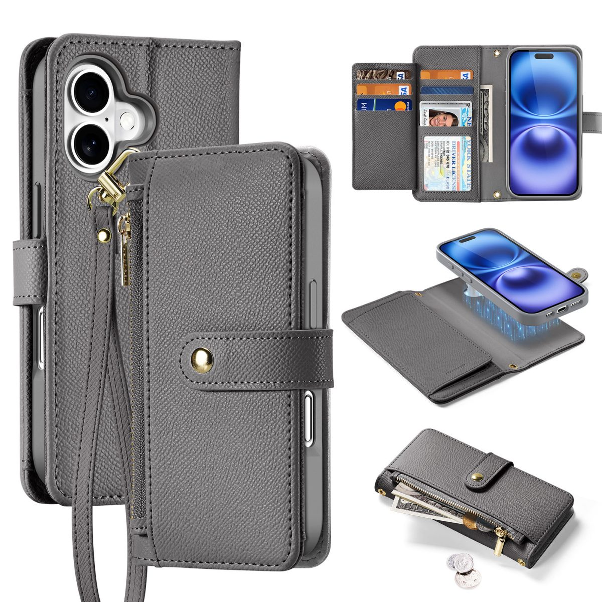 Lawa Series Detachable Wallet Case for iPhone 16