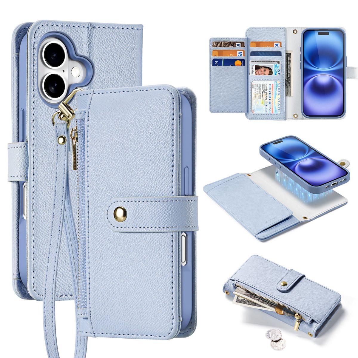 Lawa Series Detachable Wallet Case for iPhone 16 Plus