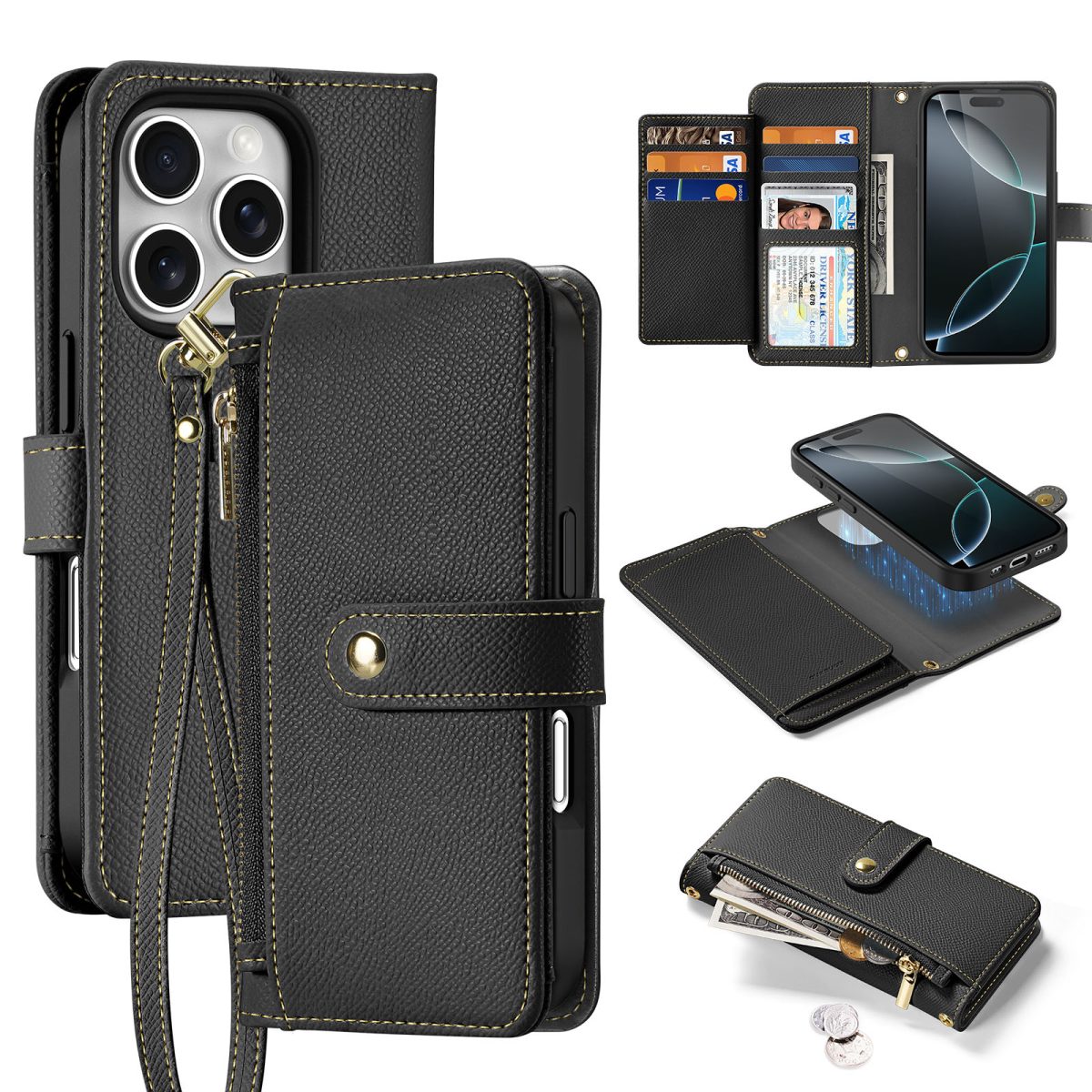 Lawa Series Detachable Wallet Case for iPhone 16 Pro Max