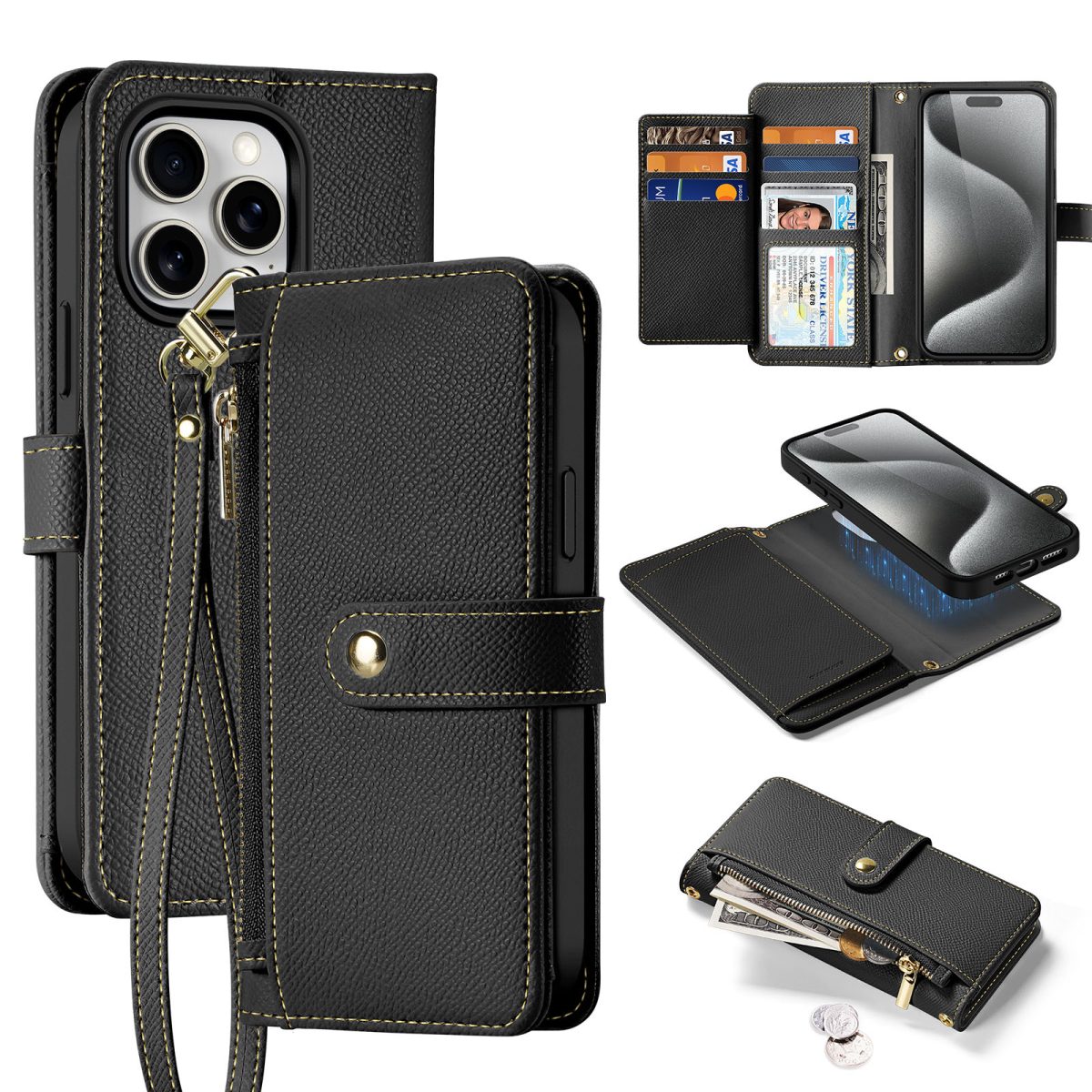 Lawa Series Detachable Wallet Case for iPhone 15 Pro