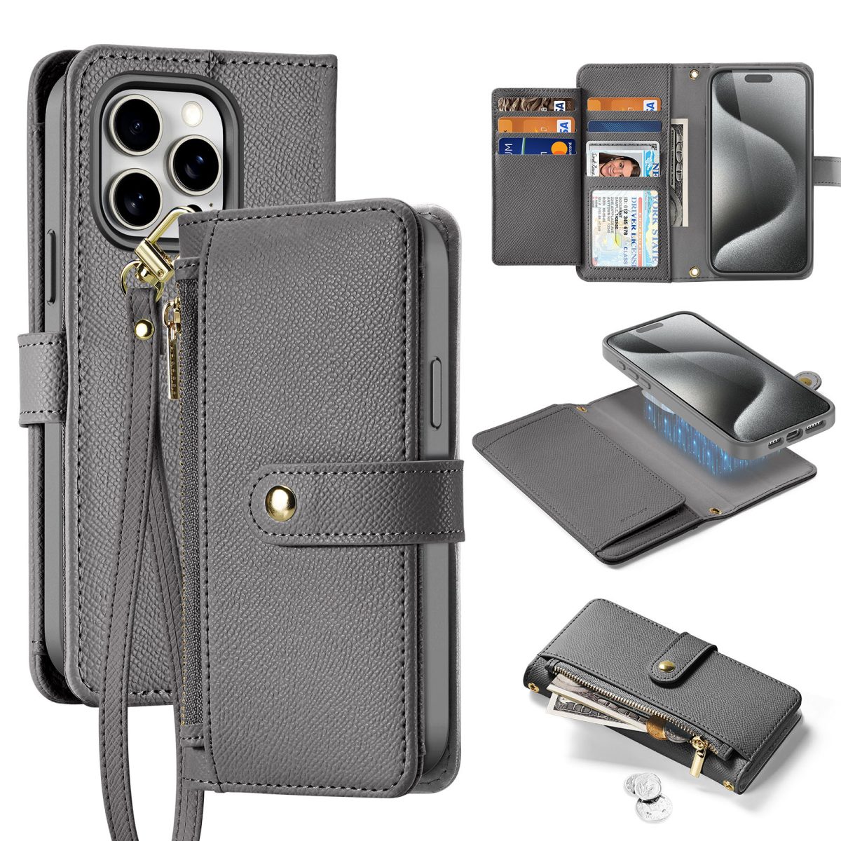 Lawa Series Detachable Wallet Case for iPhone 15 Pro Max