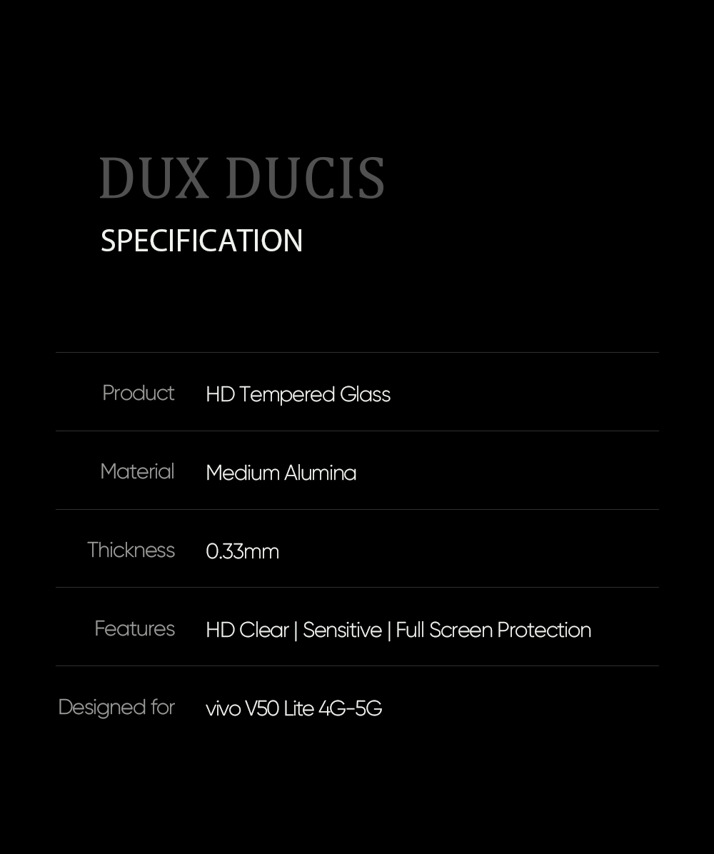 Dlxiks Vetro Temperato Per Vivo V50 Lite 4G/5G – 5 Pezzi, Durezza 9H, Anti-Impronte, Installazione Facile