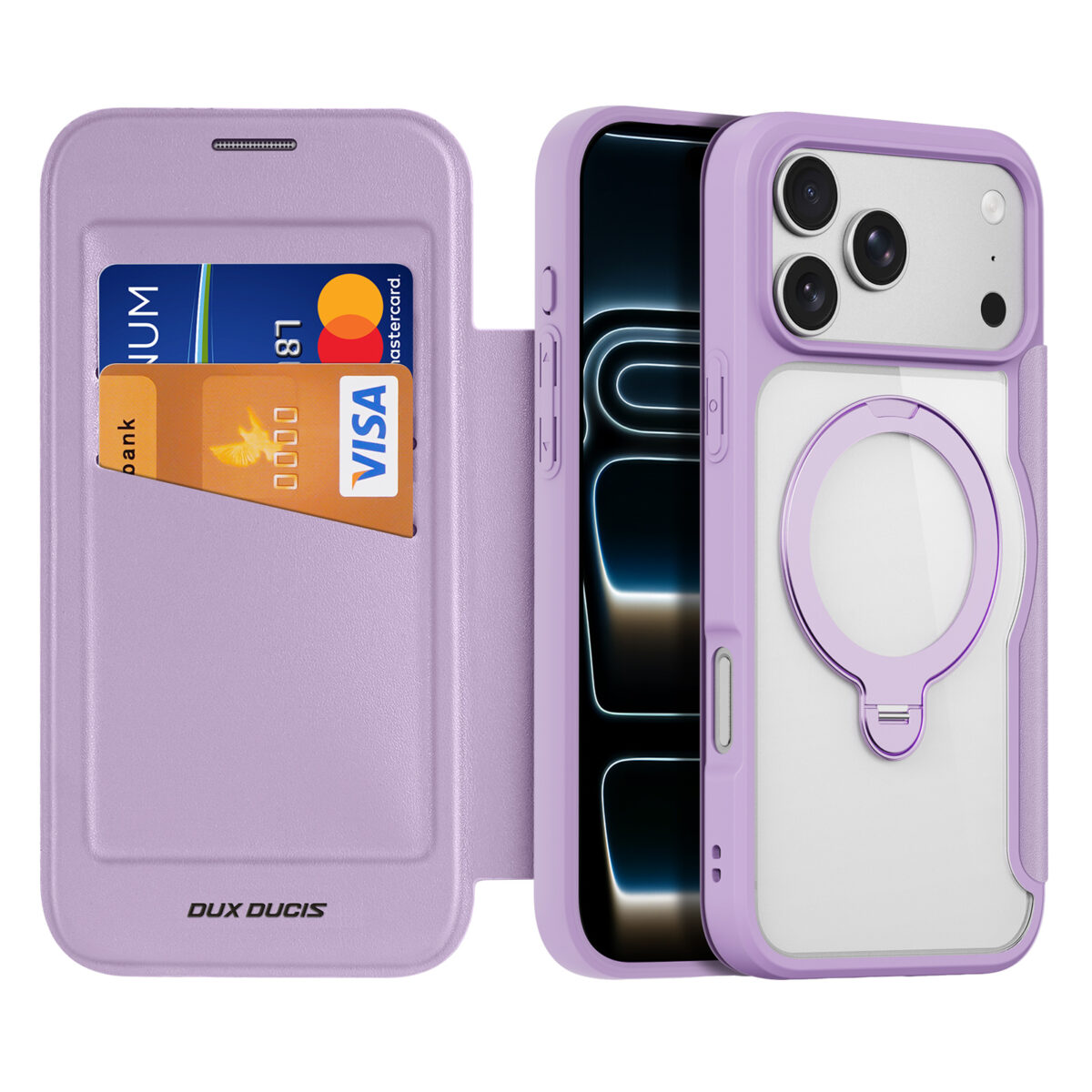 Skin X Pro Series Folio Magnetic Case with 360° Ring Stand for iPhone 17 Pro Max