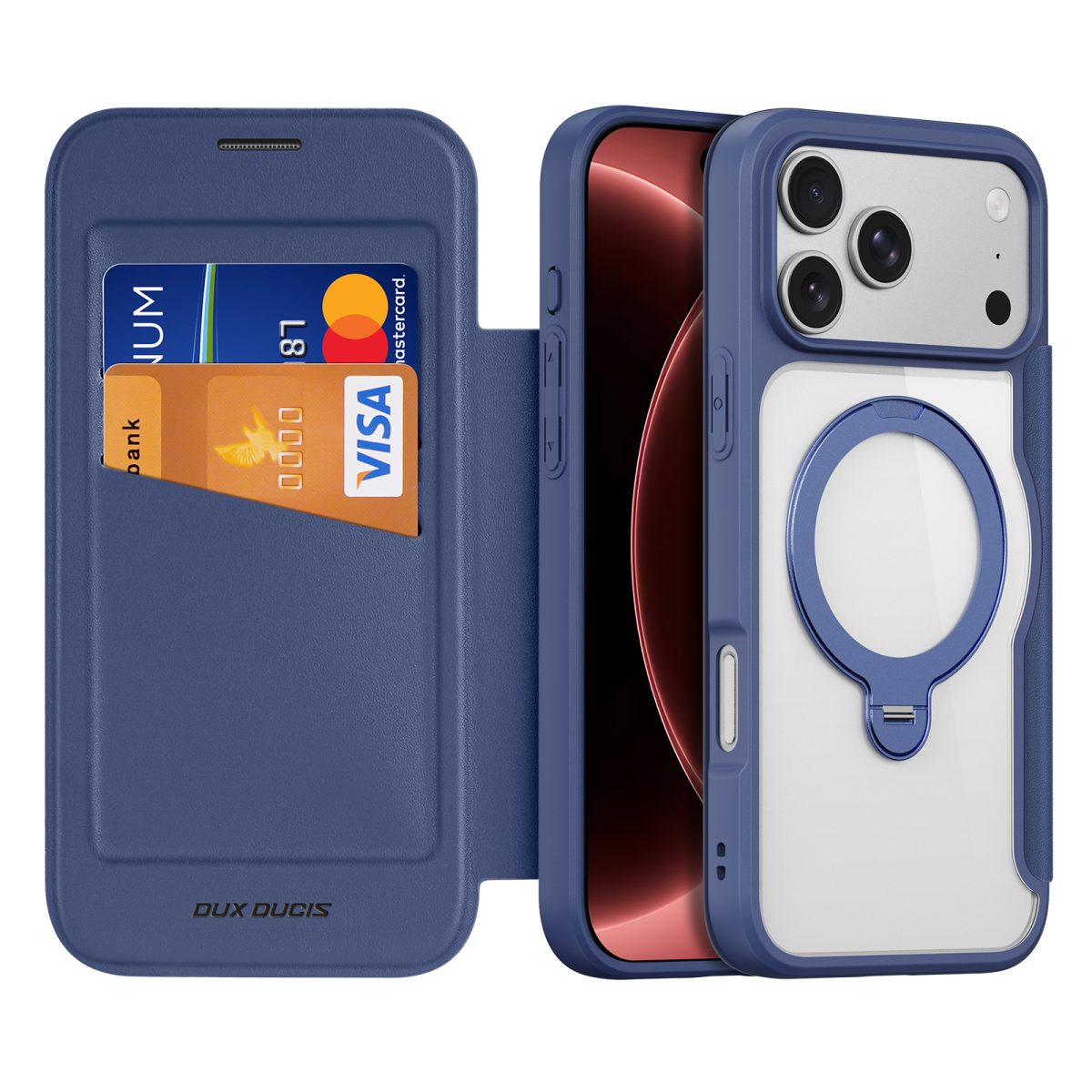 Skin X Pro Series Folio Magnetic Case with 360° Ring Stand for iPhone 18 Pro / 17 Pro