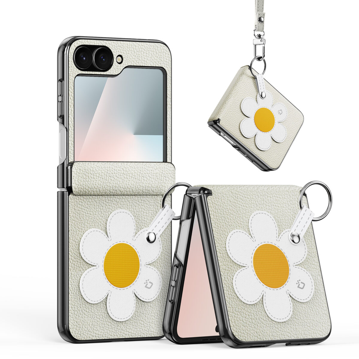 LUVY Series PU Leather Ring-Style Foldable Phone Case for Samsung Z Flip7 FE / W25 Flip / Flip 6